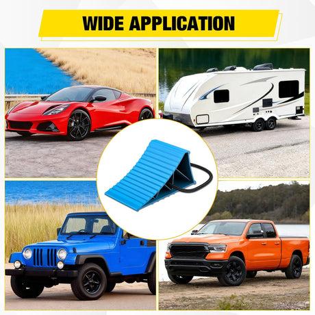 Wheel Chocks, Heavy Duty Wheel Stopper for Car, Truck, RV, Trailer, Caravan, Motorcycle, 8.7 Inch x 4.8 Inch x 4.2 Inch, 4-Pack(Blue)