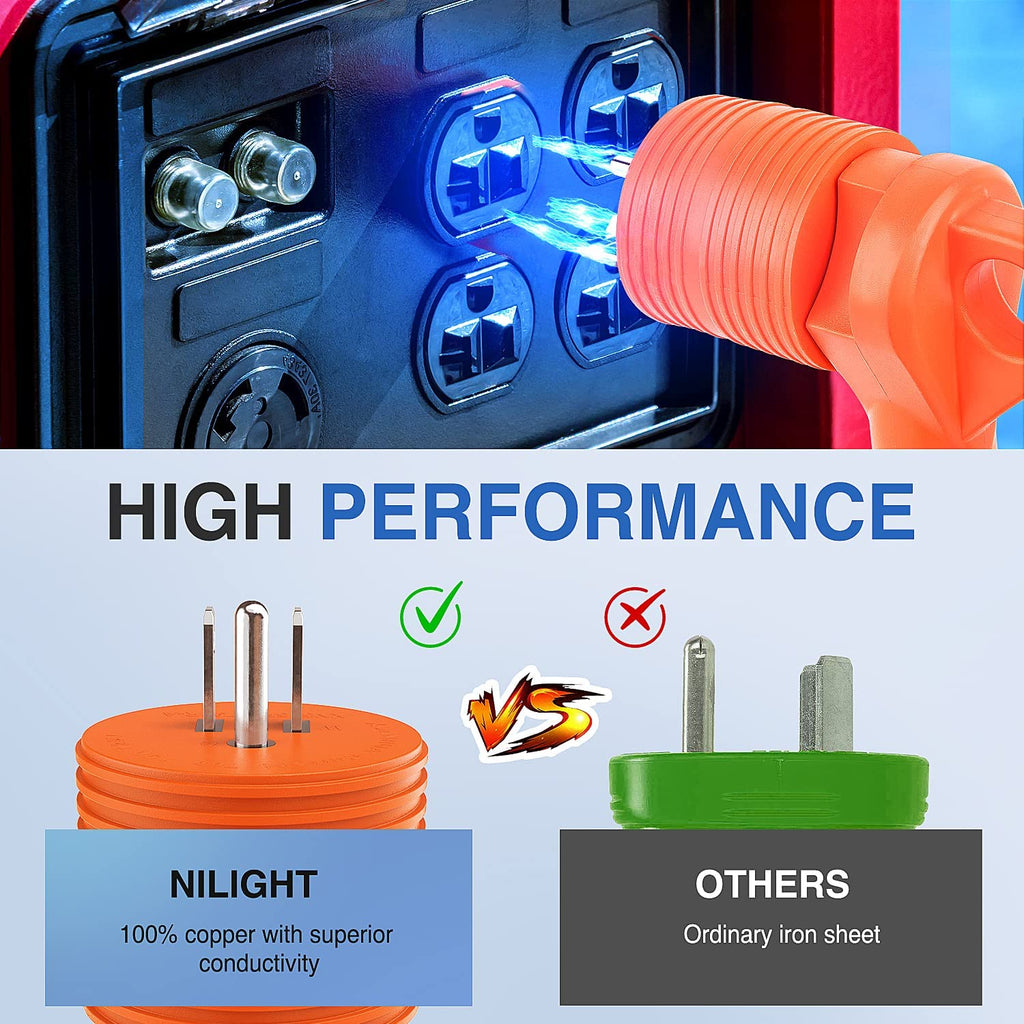 accessory Nilight 15 Amp to 30 Amp RV Power Adapter 110 Volt Heavy Duty RV Plug 5-15P to TT-30R 15A Male Plug to 30A Female Receptacle for RV Generator Camper Caravan Electrical Power Converter, 2 Year Warranty