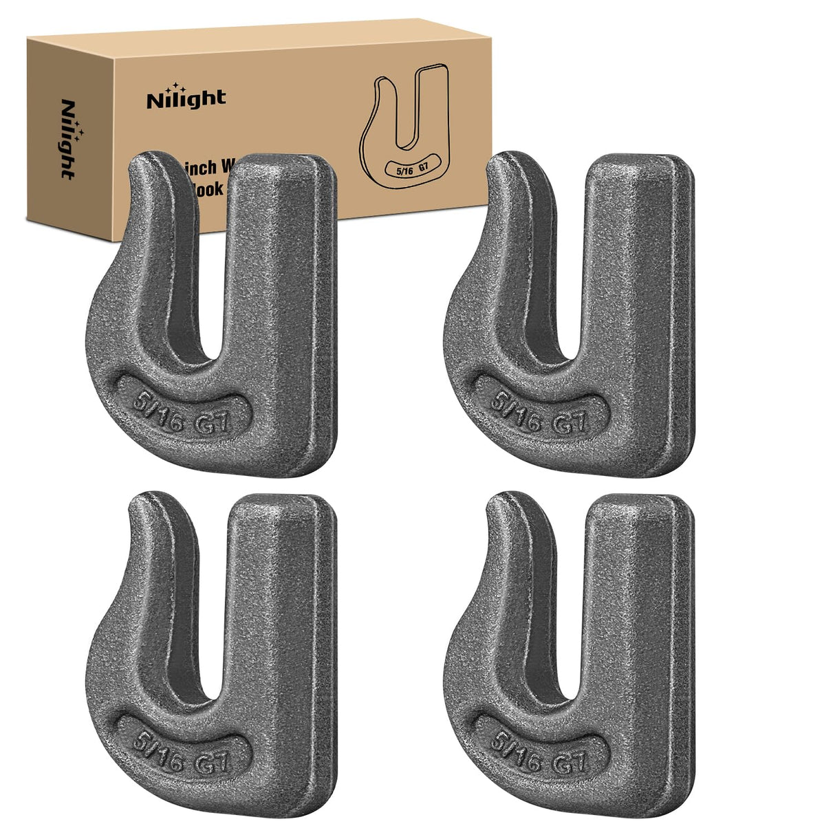 4PCS Weld-On Forged Clevis Grab Chain Hooks 5/16 Inch Heavy Duty Forged Grade 70 Grade Utility Hook Weldable for Trailer Truck, Rigging, Car, SUV, RV, UTV, Tractors Work Loading Capacity 4700 LBS