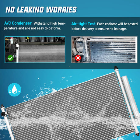 AC Condenser Compatible with Honda Accord L4 2.4L V6 3.5L 2013 2014 2015 2016 2017 Air Conditioning A/C Condenser with Receiver Drier Replace# 4165, 940466, HO3030159, CN4165PFC, 80110-T2F-A01