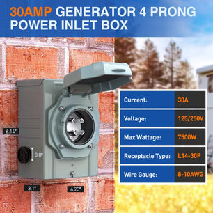 30 Amp 4 Prong Generator Power Inlet Box Nilight