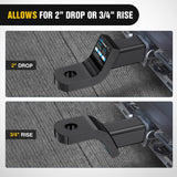 Trailer Hitch Ball Mount with 5/8in Hitch Pin Clip Fits 2in Receiver Square 7500 lbs 2in Drop 3/4in Rise Nilight
