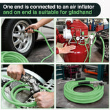 Heavy Duty Truck Tire Inflator Kit 3/8 in x 50 FT 300 PSI | Hybrid Air Hose with Universal Glad Hand and Air Chuck Lightweight Kink Resistant Semi Trailer Tractor Tire Inflation Hose