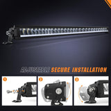 LED Light Bar with Amber DRL 50.5 Inch 210 W Single Row Anti-Glare Flood Spot Combo Slim Offroad Lights IP68 w/ 12 AWG DT Wiring Kit for Pickup Truck SUV ATV UTV Boat 4x4