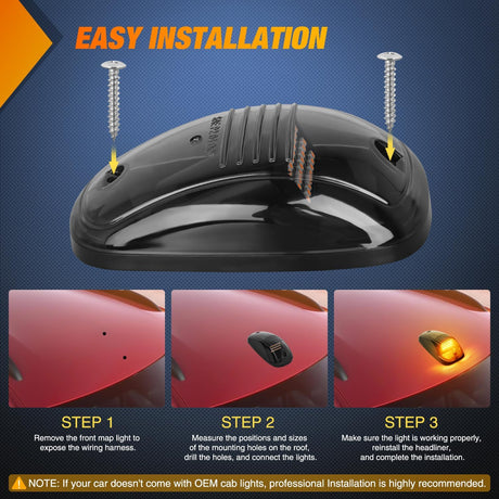 LED Cab Marker Lights 5 PCS 24 LED Smoke Lens Amber Clearance Roof Running Light Compatible with 2003-2018 Dodge Ram 1500 2500 3500 Pickup Trucks