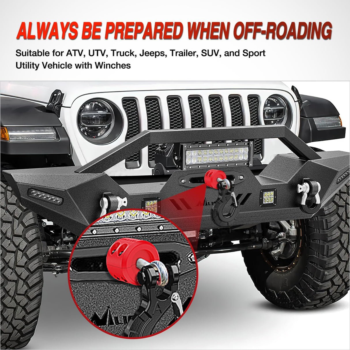 Winch Stopper for ATV UTV Truck SUV Winch Cable Hook Rubber Stopper Protects Towing Hook Synthetic Rope Winch Accessories Rope Line Saver with Stainless Steel Screws and Nuts Allen Wrenc, Red