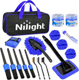 15PCS Car Detailing Kit Auto Cleaning Tools Wash Set with Storage Carry Bag Beginners Easy to Use for Interior Exterior Car Care Clean Windshield Dashboard Seat Air Vents Wheels Tires, Blue