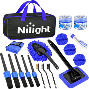 15PCS Car Detailing Kit Auto Cleaning Tools Wash Set with Storage Carry Bag Beginners Easy to Use for Interior Exterior Car Care Clean Windshield Dashboard Seat Air Vents Wheels Tires, Blue