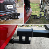 Trailer Hitch Extender Adapt 1-1/4 Inch to 2 Inch Receiver, 4-1/4 Inch Rise or Drop with Bolt Nut Clip 350 lbs TW Adjustable Extend 7.5 Inch and 9.5 Inch Length Matte Black Powder Coated