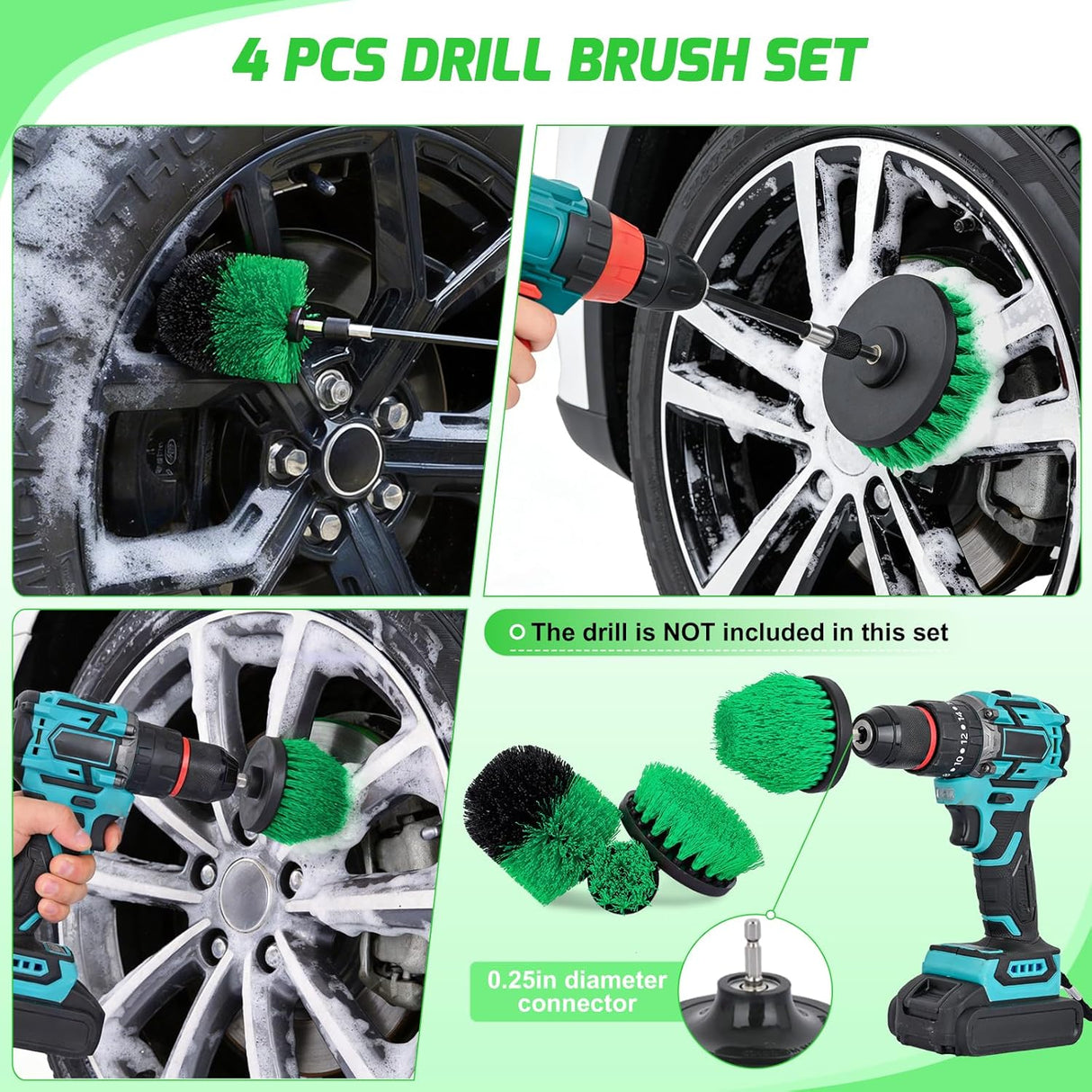 Automotive Tools 52PCS Car Detailing Kit Auto Cleaning Tools Wash Set with Storage Carry Bag Home Use for Interior Exterior Deep Clean Polish Car Care Windshield Dashboard Seat Air Vents Wheels Tires, Green