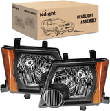 Headlight Assembly Compatible with 2005-2015 Nissan Xterra | 2005-2015 Nissan Xterra OE Style Replacement Black Housing Amber Reflector Headlamp