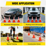 28 inch Traffic Safety Cones, 8  Pack Durable PVC Orange Cones with Reflective Collars for Road Safety, Parking, Construction Work, Sports Training