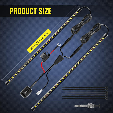 2pcs Under Hood Light Strip 42LED Waterproof Underhood Work Light with On/Off Switch Blade Fuse Engine Bay Repair Light White 12V for Car Truck SUV