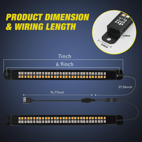 Truck Tailgate Light Strip 7 Inch Aluminum Frame Double Row 60 LED Red Running Brake Amber Sequential Turn Signals Strobe Lights Bar for Trailer Hitch Cargo Carrier Luggage Rack