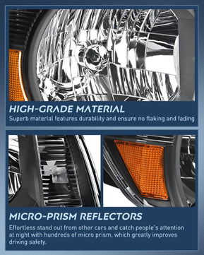 2005-2011 Toyota Tacoma Headlight Assembly Black Case Amber Reflector Nilight
