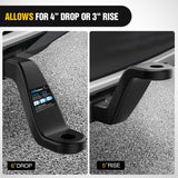 Forged Trailer Hitch Mount Fits 2 Inch Receiver Square 5/8 Inch Hitch Pin Clip 17000 lbs 6 Inch Drop, 1-1/4 Inch Hole, Gloss Black Powder Coat