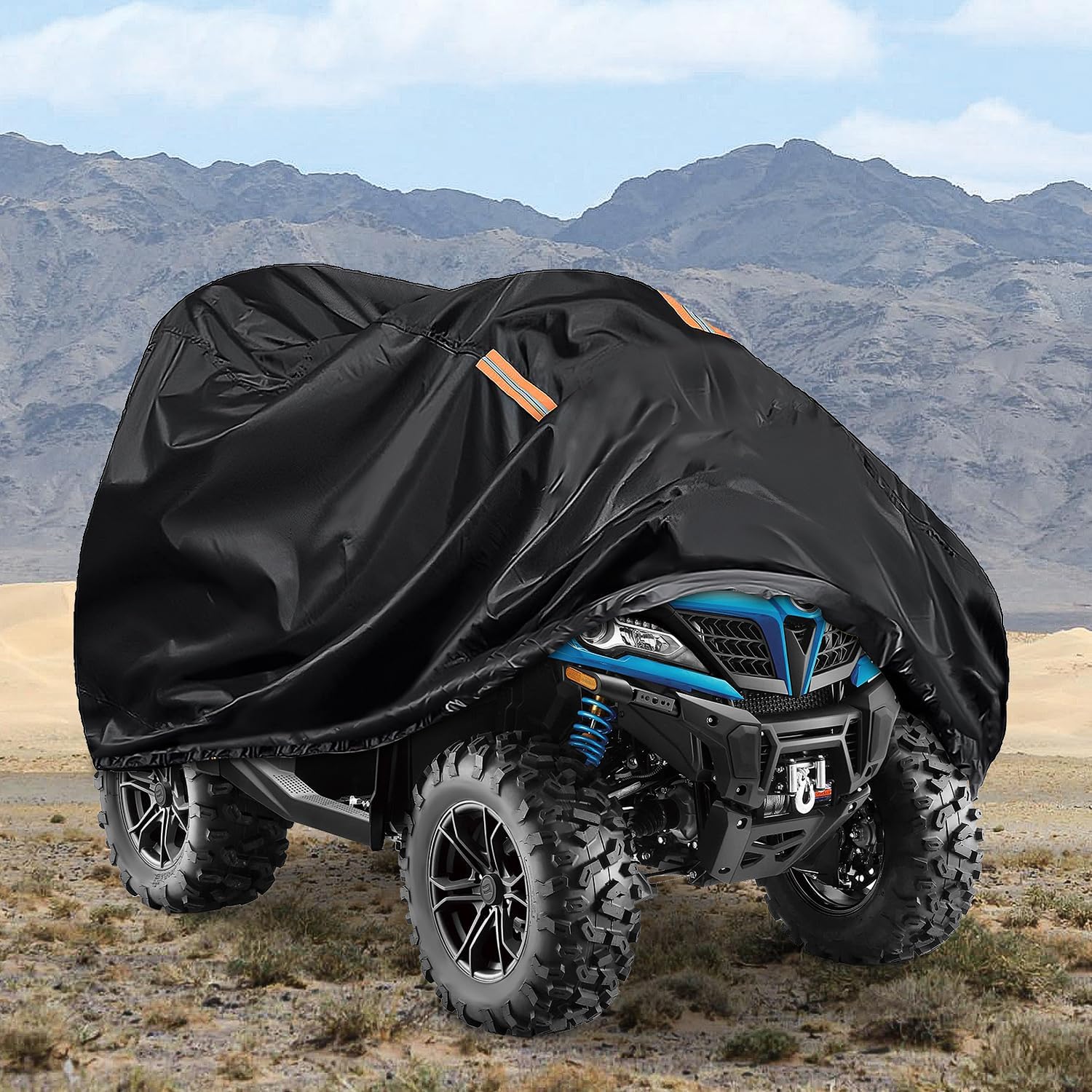 ATV Cover Waterproof 420D Heavy Duty Ripstop Material Black Protects 4 Wheeler from Snow Rain All Season All Weather UV Protection Fits up to 86" Nilight