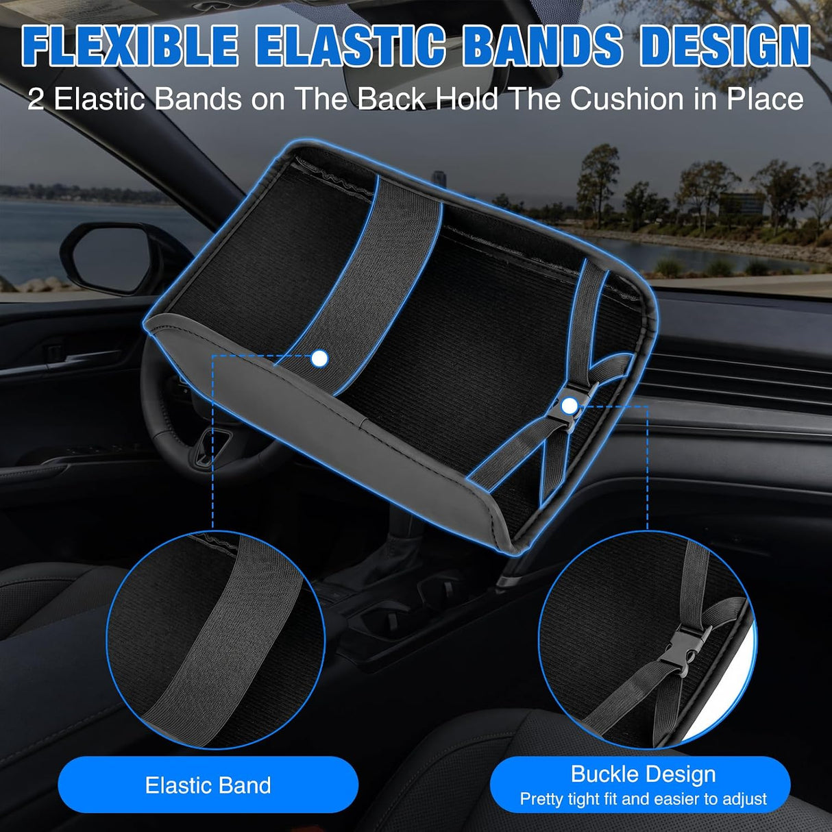 Center Console Cover Fit for Toyota Tacoma 2024 2025 2026 Armrest | Nappa Leather Armrest Cover for Toyota Accessories Waterproof Middle Console Cushion Anti-Scratch Car Arm Rest Box Pad, Black