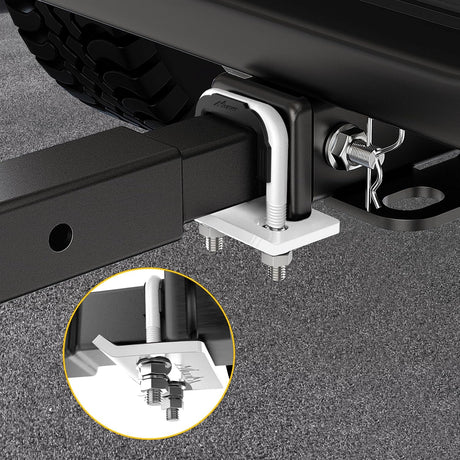 Trailer Hitch Tightener for 2 Inch Trailers Hitches Mount Anti Rattle Heavy Duty Steel with Rubber Cover White U Bolt Glossy Coating Plate Electrophoresis Anti-Rust Triple Protective