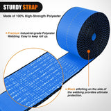 Truck Straps 4 Inch x 30' Heavy Duty Tie Down with Flat Hooks | 16800LBS Break Strength & 5400LBS WLL for Flatbed Trailer Cargo Control Recovery Tree Saver 10 Pack Blue