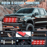 2PCS 24 inch Truck Grille Strobe Lights Strip 384 LED Emergency Light Red White Flexible Side Flashing Warning Caution Safety Waterproof Lighting Kit for Trucks Tow Plow Construction Vehicles