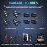 RGBW LED Rock Lights Kit, 4 Pods 22LED Wide Angle Remote & Bluetooth App Dual Control with Music Modes Multicolor Underglow Neon Wheel Well Light Fit for ATV UTV SUV Offroad Truck RZR Boat