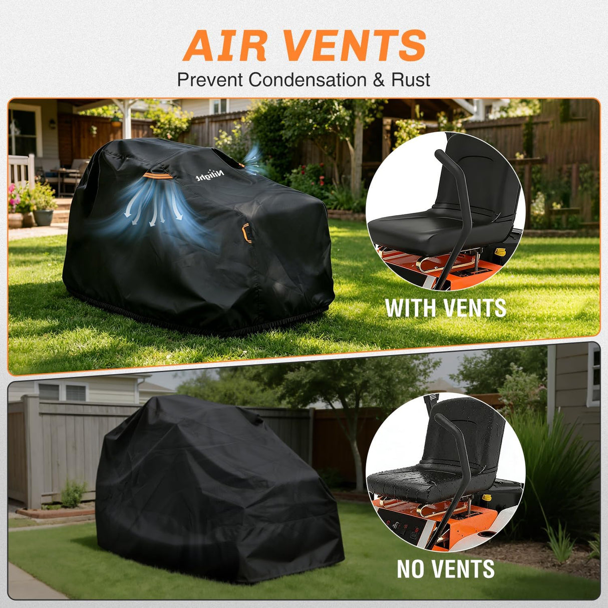 Zero Turn Mower Cover 76 Inch, Waterproof Lawn Mower Cover | Fits Mowers up to 76 InchL x 47 InchW x 47 InchH, 420D Heavy Duty Fabric, All-weather & UV Protection