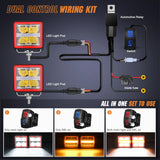 LED Pod Lights with Amber DRL 3 Inch 20 W Cube Driving Light 2200 LM Super Spot Light 16AWG Wiring Harness Kit Off Road LED Work Lights for Jeep Truck UTV 4x4 ATV Motorcycle