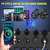 12V/24V Camping Electrical System Centre Battery Power Control Box Fuse Block Switches Cigar Socket Voltmeter USB Charger Anderson Connector Ideal for RV Car Canopy Caravan Camper Trailer Van