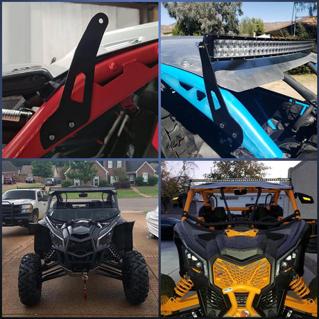 Light Bar Mounting Brackets for 50 Inch Straight Lights UTV Roof Upper Windshield Compatible with Can-am Maverick X3 MAX DS RS MR Turbo R 2017 2018 2019 2020 2021 2022 2023 2024