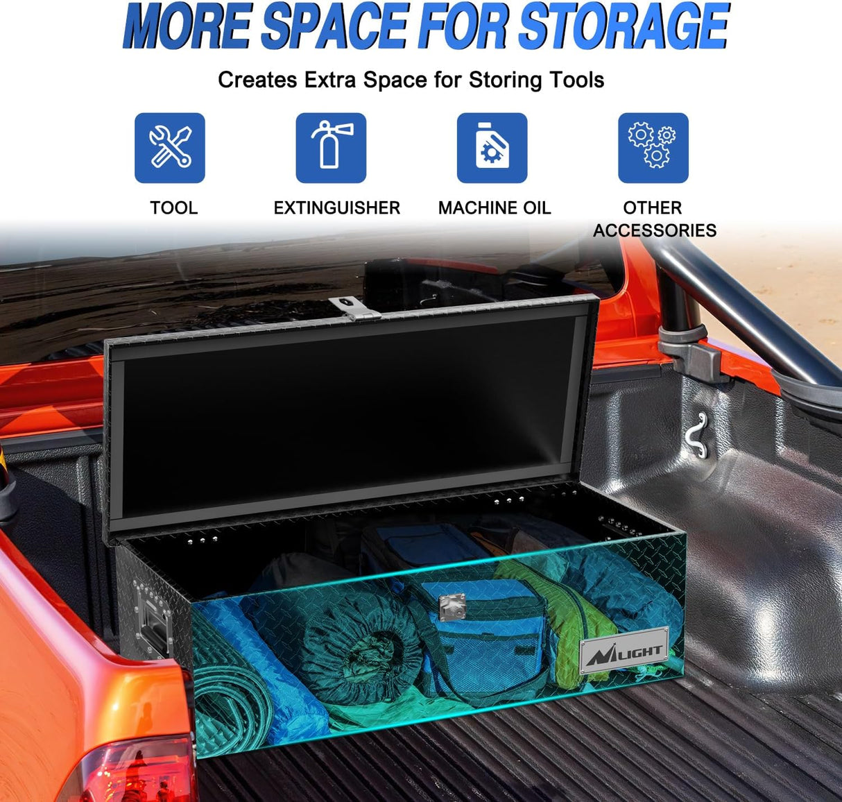 30 Inch Truck Tool Box Heavy Duty Aluminum Diamond Plate Truck Bed Toolboxes 30''X13''X9.6'' Waterproof Pick-Up Storage Tool Boxes for Bed of Truck RV Trailer with Side Handle Lock Keys, Black