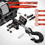 Synthetic Winch Rope Kit, 1/4 Inch x 50 Feet Winch Line Cable for ATV UTV Offroad, 10000 lbs Gray Winch Cable Ropes with Winch Fairlead+ Forged 35000lb Winch Hook+ Rubber Stopper Safety Strap