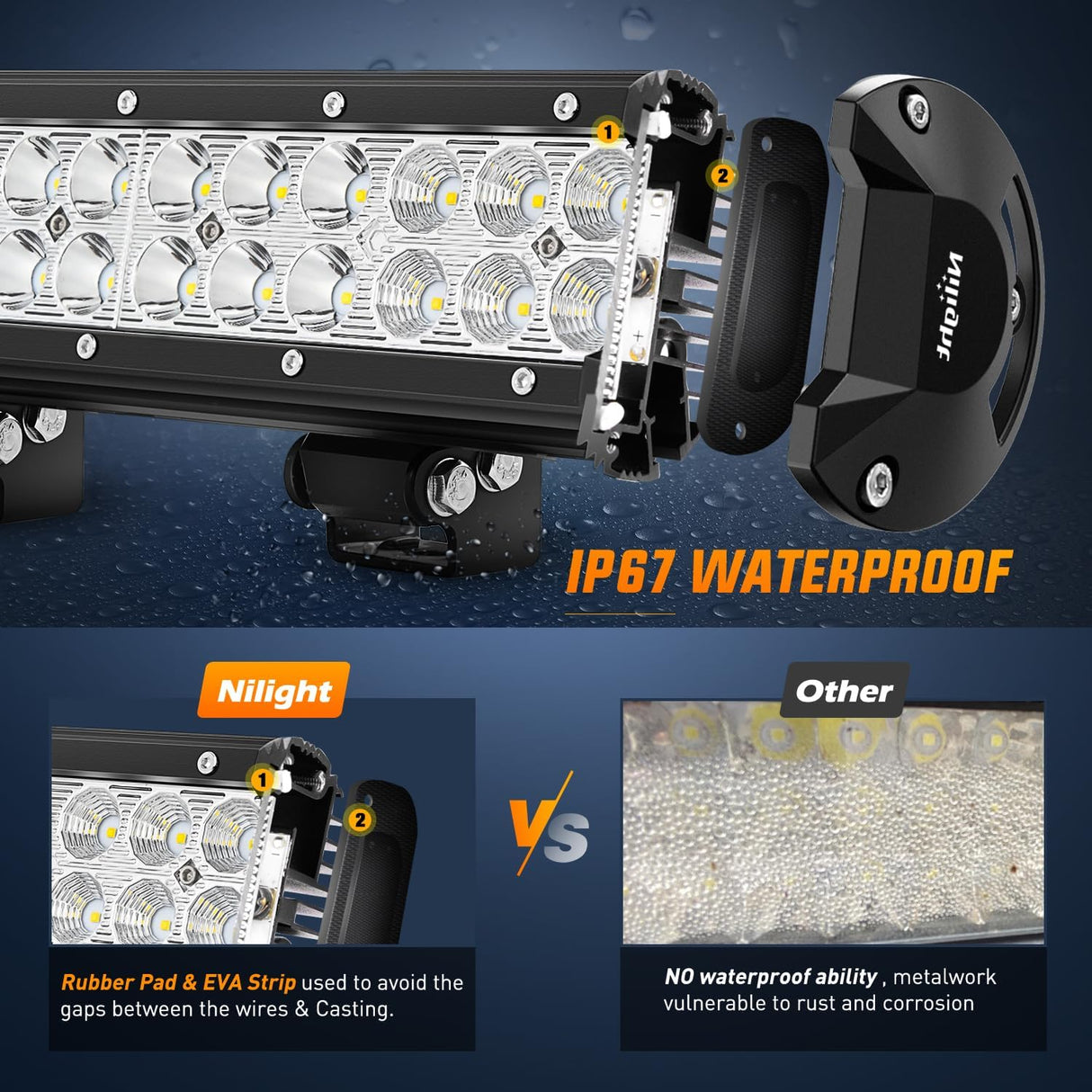 LED Light Bar 12 Inch 72W Spot Flood Combo Yellow Beam Off Road Lamp Fishing Hunting Emergency Deck Work Lighting for Trucks UTV Pick-up Van Boat Tractor