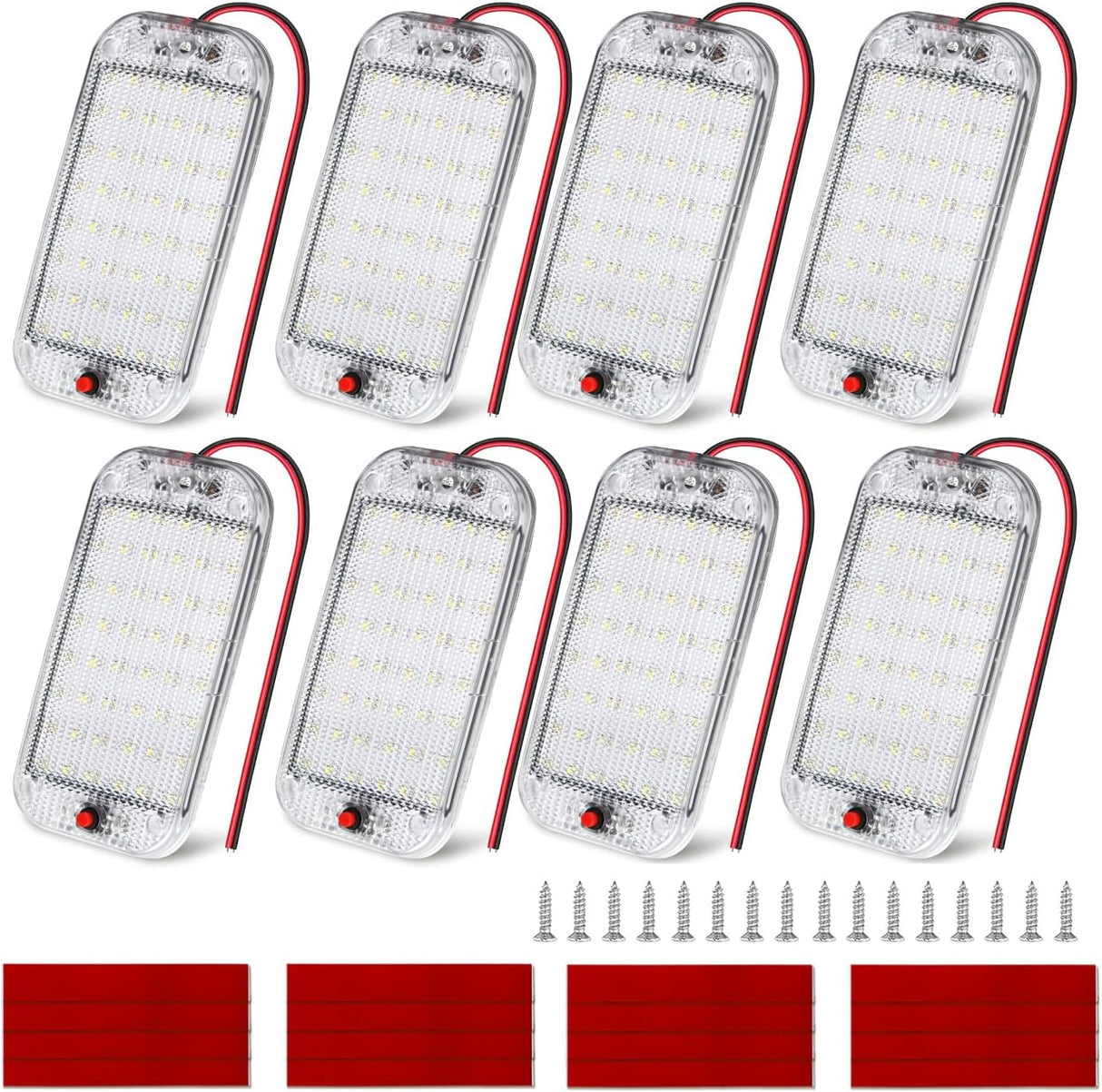 LED Dome Light 8PCS 6 Inch Interior Light White | 48 LEDs 800LM Output with On Off Switch and 12V-85V Compatibility for RV Enclosed Cargo Trailer Truck Boat and Van