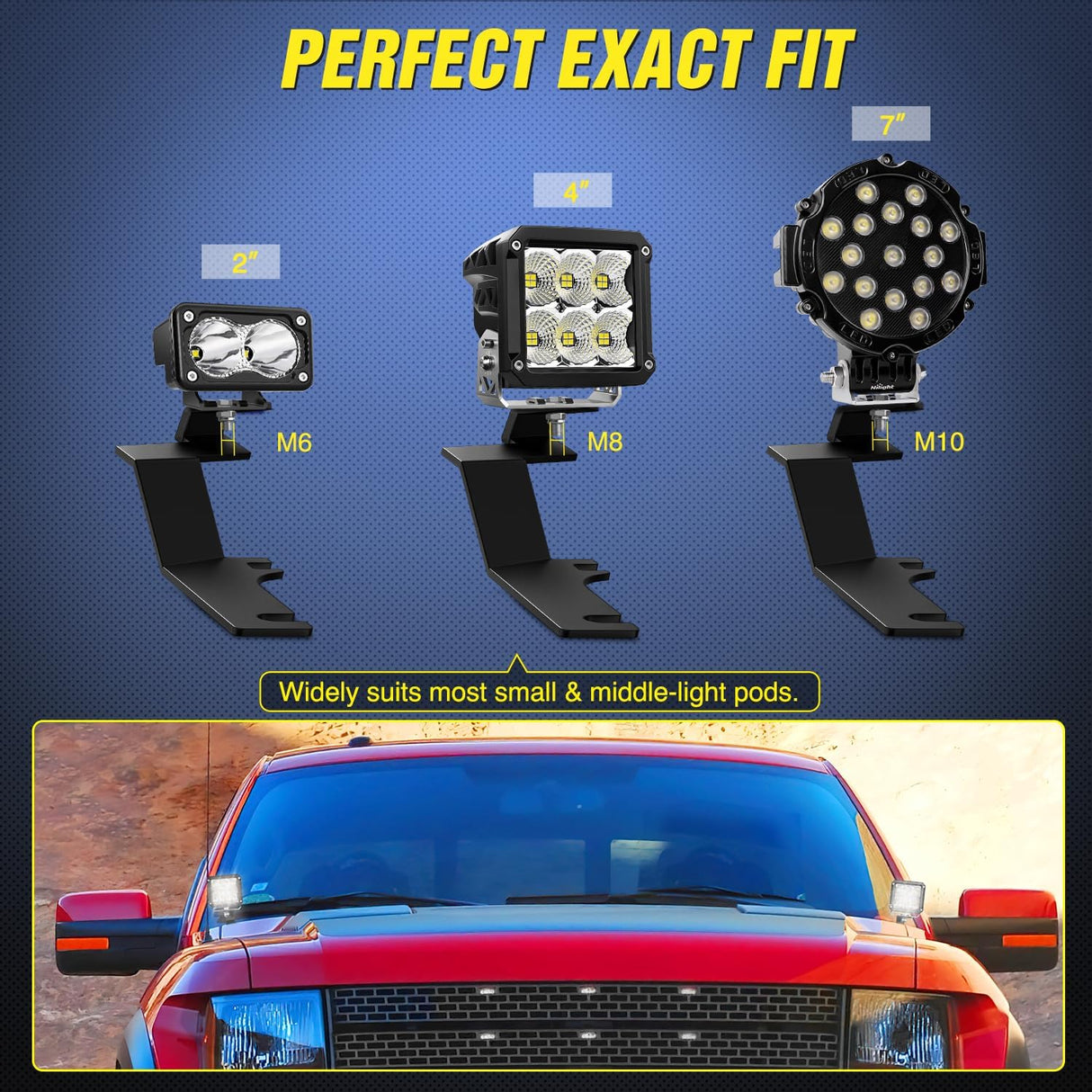 Ditch Light Brackets Hood Hinges Mount Bracket Kit for Auxiliary Offroad LED Pods Work Lighting Compatible with Ford F-150 Raptor 2015 2016 2017 2018