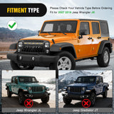 Front Grill Cover for 2007 2008 2009 2010 2011 2012 2013 2014 2015 2016 2017 2018 Wrangler JK/JKU Rubicon & Sahara Sport with LED Amber Lights Black