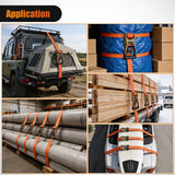 Flat Hook Ratchet Straps 10 Pack 2 in x 30 Ft Orange | Heavy Duty Tie Down Straps 10,000 Lbs Breaking Strength for Truck, Trailers Pickup