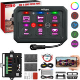 6 Gang Switch Panel Circuit Control Relay System APP RGB Backlight Fuse Wiring Harness Toggle Momentary Strobe Flash Modes Automatic Dimmable 12V 24V ON Off Pod for Car Truck Camper SUV