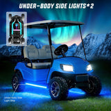 2PCS Golf Cart Underbody Lights Kit RGB Multi-Mode LED Neon Accent Lighting Lamp APP Remote Control Sound Active Music Sync IP67 Waterproof 12V-66V for EZGO Yamaha Club Car
