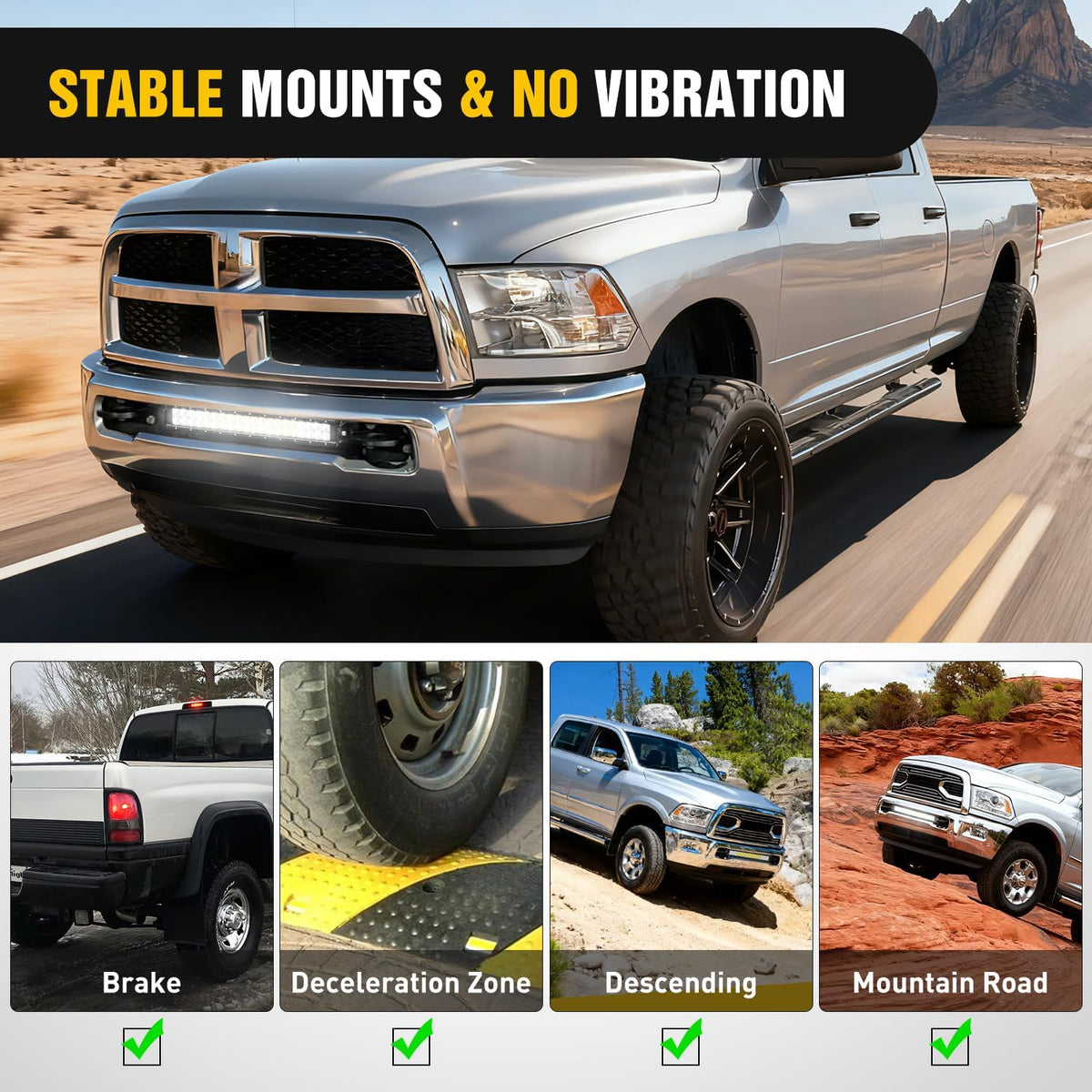 Hidden Bumper Mounting Brackets for 2009-2018 Dodge Ram 2500 3500 | Designed for 20 Inch Straight LED Light Bar,Heavy-Duty Steel,Front Lower Hidden Bumper Brackets
