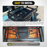 ATV Front Cargo Basket, 17 Inch W x 36 Inch L x 6.3 Inch H Racks and Baskets with Steel Mesh Frame, Heavy Duty ATV Storage Cargo Box Attachments for Luggage Carrier