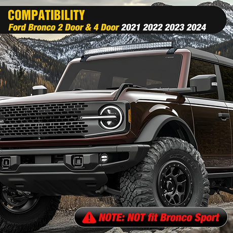 42 inch Curved LED Light Bar Bracket Mounting Upper Windshield Roof Cab Brackets Compatible with Ford Bronco 2 Door and 4 Door 2021 2022 2023 2024
