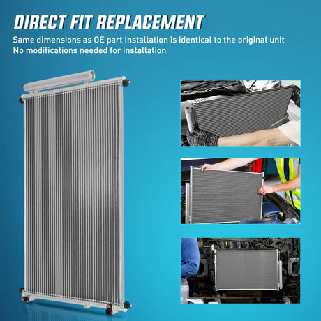 AC Condenser Compatible with Honda Odyssey EX EX-L LX Touring Elite SE 6 Cyl 3.5L 2011-2017 Air Conditioning A/C Condenser with Receiver Drier Replace# 3892, ACA84659, HO3030155, 80110TK8A01