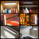 Motion Sensor Closet Lights 3PCS Cabinet Light DIY Stick-on Anywhere Portable 10LED Wireless Cabinet Night/Stairs Light Bar Safe Lights with Magnetic Strip-Cool White, 2 Years Warranty