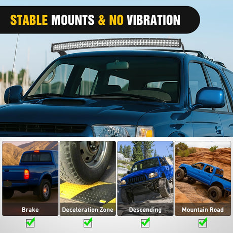 42 inch Curved LED Light Bar Bracket Mounting Upper Windshield Roof Cab Brackets Compatible with Toyota Tacoma 1995-2004, Fit 4Runner 1995 1996 1997 1998 1999 2000 2001 2002
