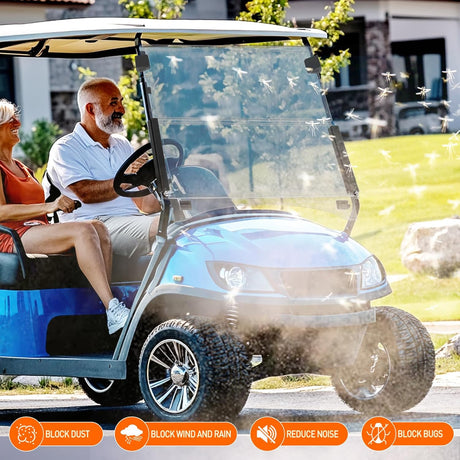 Golf Cart Windshield for Front Window Foldable Windproof UV Protection Compatible with Club Car Precedent Gas or Electric 2004-Up, Scratch and Impact Resistant, Clear Acrylic