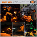 LED Rock Light 6PCS Amber Underglow Wheel Well Fender Pods Waterproof Exterior Underbody Roof Rack Side Lamps for 12V 24V Car Truck Pickups ATV UTV SUV Motorcycle Boat