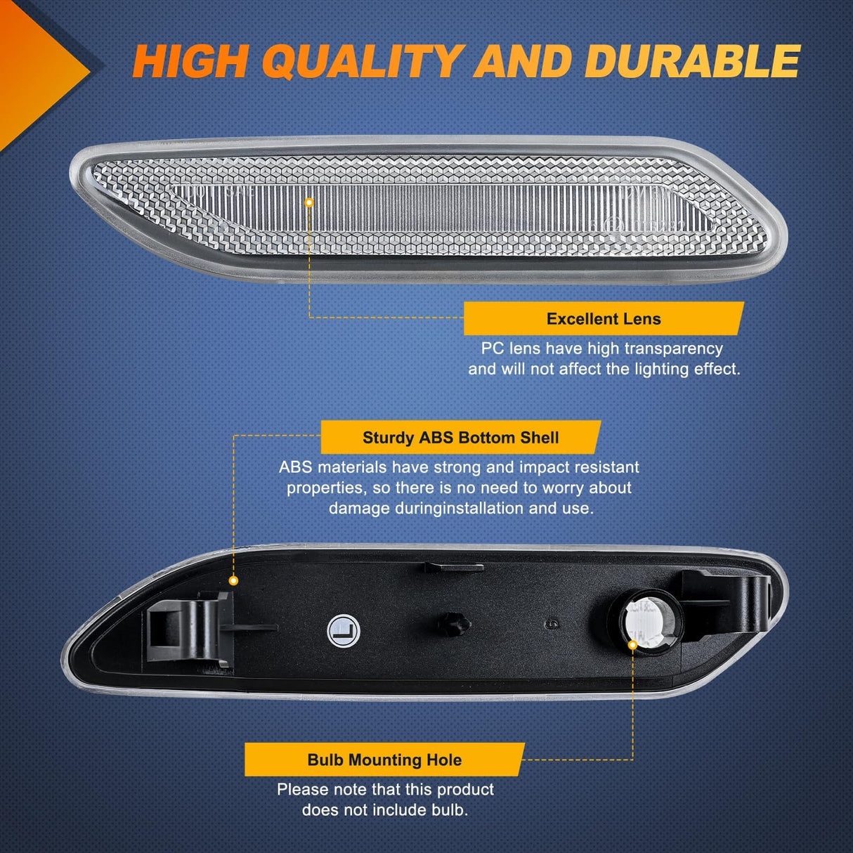 Fender Side Marker Light Lens 2PCS Clear Replacement MINI Cooper | Front Clearance Light Housing Replacement Compatible with 2011-2016 MINI Cooper R60 Countryman R61 Paceman