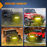 LED Light Bar 12 Inch 72W Spot Flood Combo Yellow Beam Off Road Lamp Fishing Hunting Emergency Deck Work Lighting for Trucks UTV Pick-up Van Boat Tractor