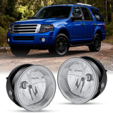 Fog Lights Assembly Compatible with 2007 2008 2009 2010 2011 2012 2013 2014 Ford Expedition 2008-2011 Ranger(Not Fit STX Package) w/H10 12V 42W Bulbs Clear Lens